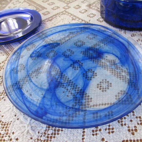 Cobalt Blue Glass Plate Charger plates Serving Platter Blue Home Decor Blue - Picture 3 of 3
